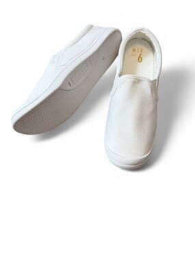 Mix No 6 White Canvas Slip on Sneakers, Women's Size 8.5